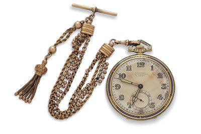 Lot 310 - A yellow metal and enamel Longines Grand Prix...