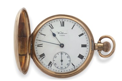 Lot 312 - A Waltham USA 9ct Hunter pocket watch, stamped...