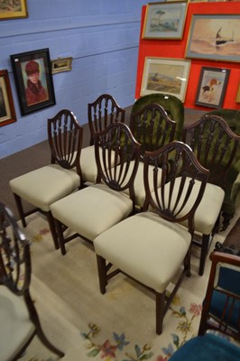 Lot 542 - A set of six mahogany Heppelwhite style shield...
