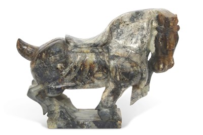 Lot 501 - A large Chinese hardstone model of a horse set...