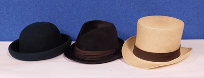 Lot 198 - Three hats: to include a brown trilby by Dunn...
