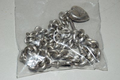 Lot 141A - HALLMARKED SILVER ALBERT CHAIN, SILVER BAR &...