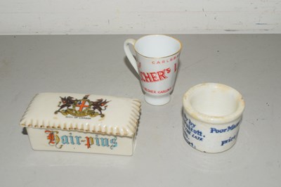 Lot 141R - 3 SMALL PIECES CHINA VIZ LIQUEUR CUP, HAIRPIN...