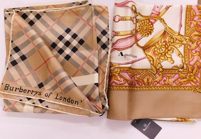 Lot 200 - A Burberry and an Aquascutum scarf, the...