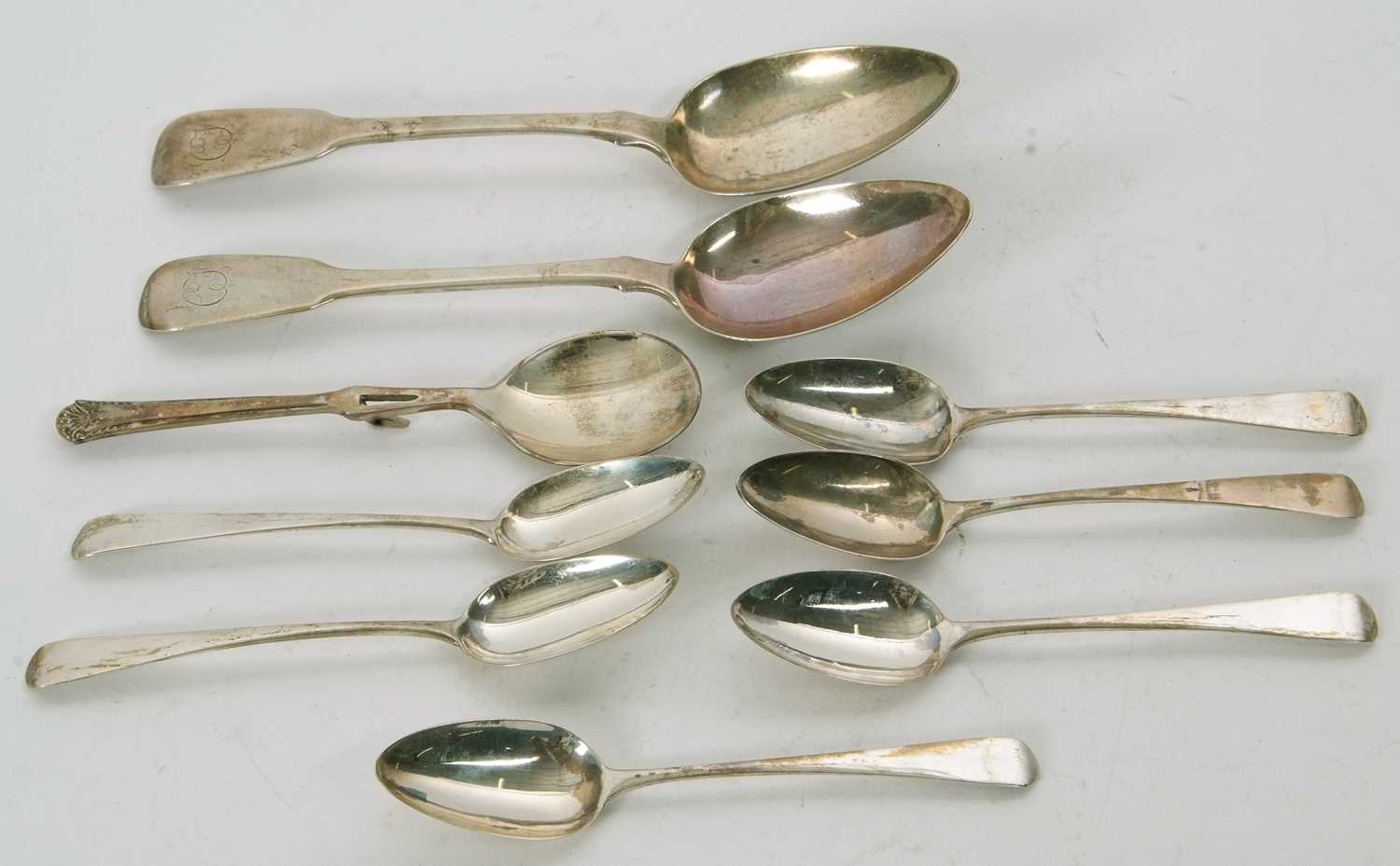 Lot 41 - Mixed Lot: A pair of George III fiddle pattern...