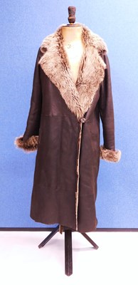 Lot 122 - A ladys brown suede sheepskin coat, with suede...
