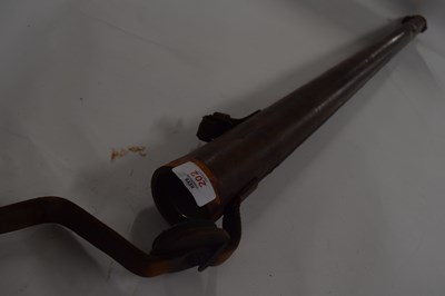 Lot 202 - Vintage leather cylindrical cue travel case,...