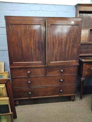 Lot 552 - 19th Century mahogany linen press of small...