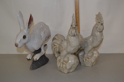 Lot 11 - Mixed Lot: Pair of pottery cockerels and a...