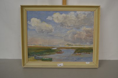 Lot 35 - M K Dicker - Blakeney from Morston, oil on board