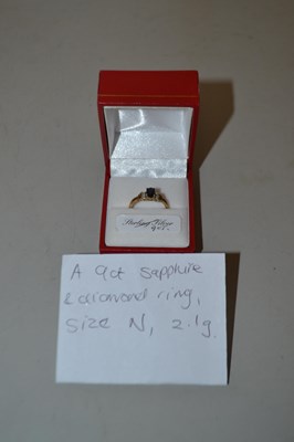 Lot 107 - 9ct sapphire and diamond ring, size N, weight...