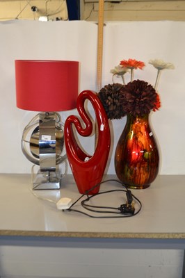 Lot 166 - Modern chrome based table lamp, a further...