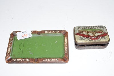 Lot 246 - Burnley Billiard Works Willie Holt Ltd metal...
