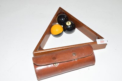 Lot 257 - Mixed Lot comprising three billiard balls in a...
