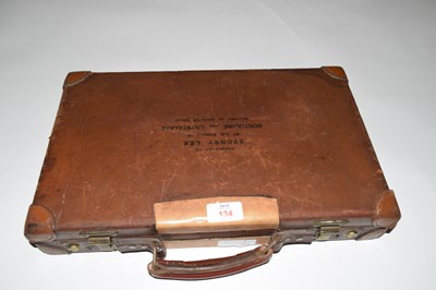 Lot 134 - Leather ball box containing personal items...