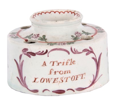 Lot 68 - A rare Lowestoft porcelain " Trifle" inkwell c....