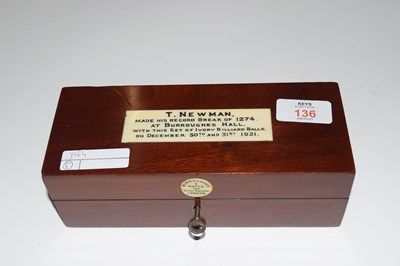 Lot 136 - Set of ivory balls belonging to Sydney Lee...
