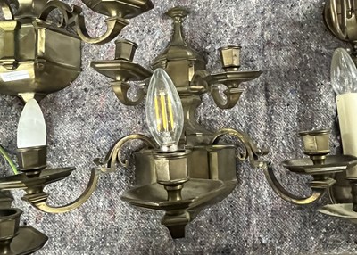 Lot 302 - A trio of 20th Century five branch wall lights...