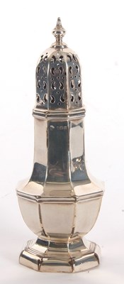 Lot 2 - A George V silver caster of plain octagonal...