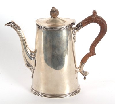 Lot 3 - A George V silver small coffee pot of plain...