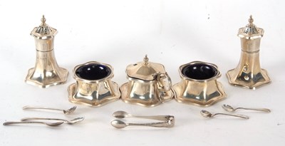 Lot 35 - George VI five piece condiment set of shaped...
