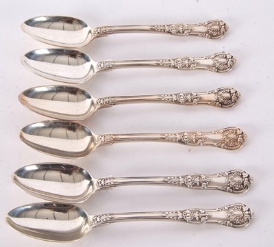 Lot 57 - A set of six Victorian Queens pattern silver...