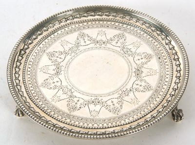 Lot 58 - A Victorian silver card salver having beaded...