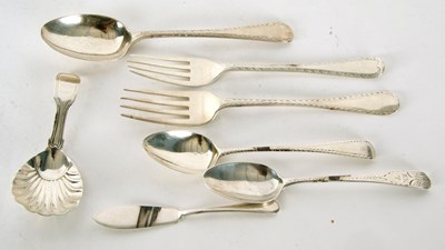 Lot 68 - Mixed Lot:  A Victorian fiddle pattern caddy...