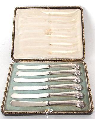 Lot 73 - A cased set of six Edwardian silver pistol...