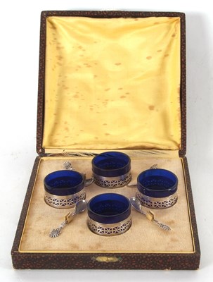 Lot 81 - Four French silver pierced circular open salts...