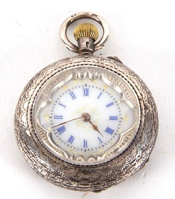 Lot 246 - A white metal ladies pocket watch, stamped...