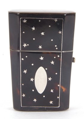 Lot 121 - A Georgian silver piqué tortoiseshell etui or...
