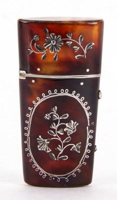 Lot 124 - A Georgian tortoiseshell and silver piqué etui...