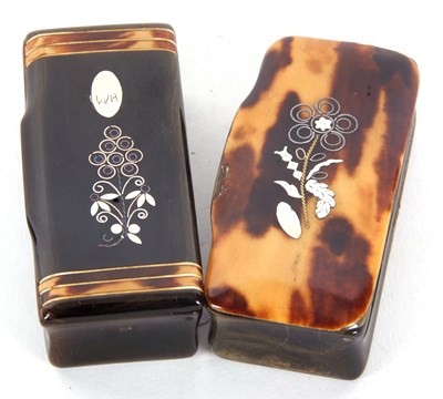 Lot 125 - Two 19th Century horn inlaid snuff boxes