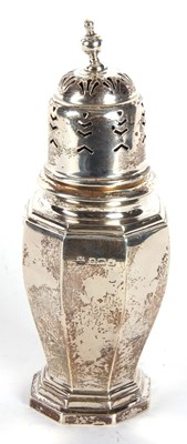 Lot 164 - An Art Deco silver caster of plain octagonal...
