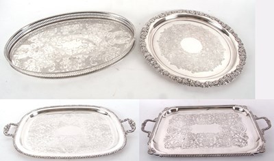 Lot 205 - Two vintage silver plated twin handled trays,...