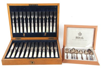 Lot 207 - An antique oak cased set of twelve pairs of...
