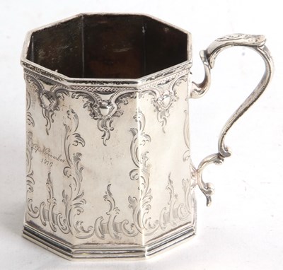Lot 211 - A Victorian christening mug of octagonal form,...