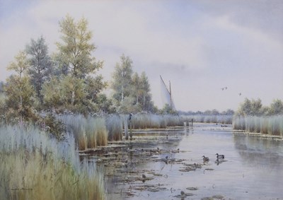 Lot 594 - Colin Burns (British, b.1944), "Meadow Dyke,...
