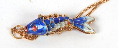 Lot 61 - An enamelled fish pendant and 9ct chain, the...