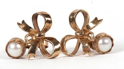 Lot 65 - A pair of 9ct and cultured pearl earrings, the...
