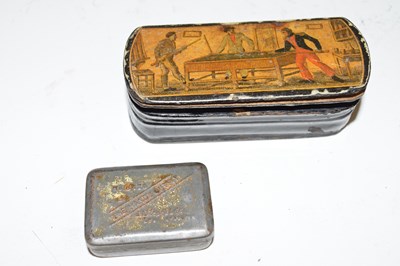 Lot 271 - Small 19th century black papier mache snuff...