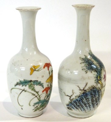 Lot 265 - A pair of small Chinese porcelain vases, Qing...