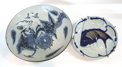 Lot 298 - A Chinese porcelain dish with dragon...