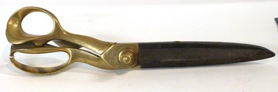 Lot 335 - A large heavy pair of dress making scissors,...