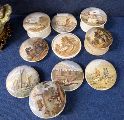 Lot 442 - A collection of ten pot lids with various...