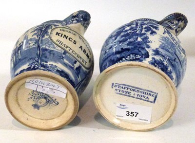 Lot 357 - Two 19th Century Staffordshire flow blue jugs,...