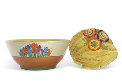Lot 38 - A large Clarice Cliff crocus bowl together...