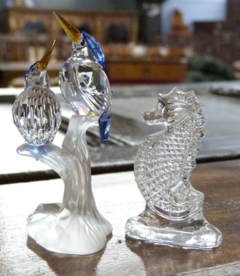 Lot 391 - A glass model of a seahorse with Waterford...
