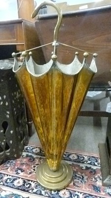 Lot 475 - A brass stick stand in the form of an open...